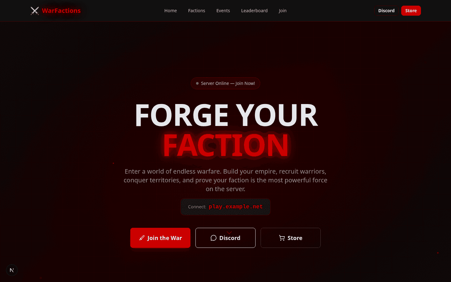Template OnePage  Serveur Faction