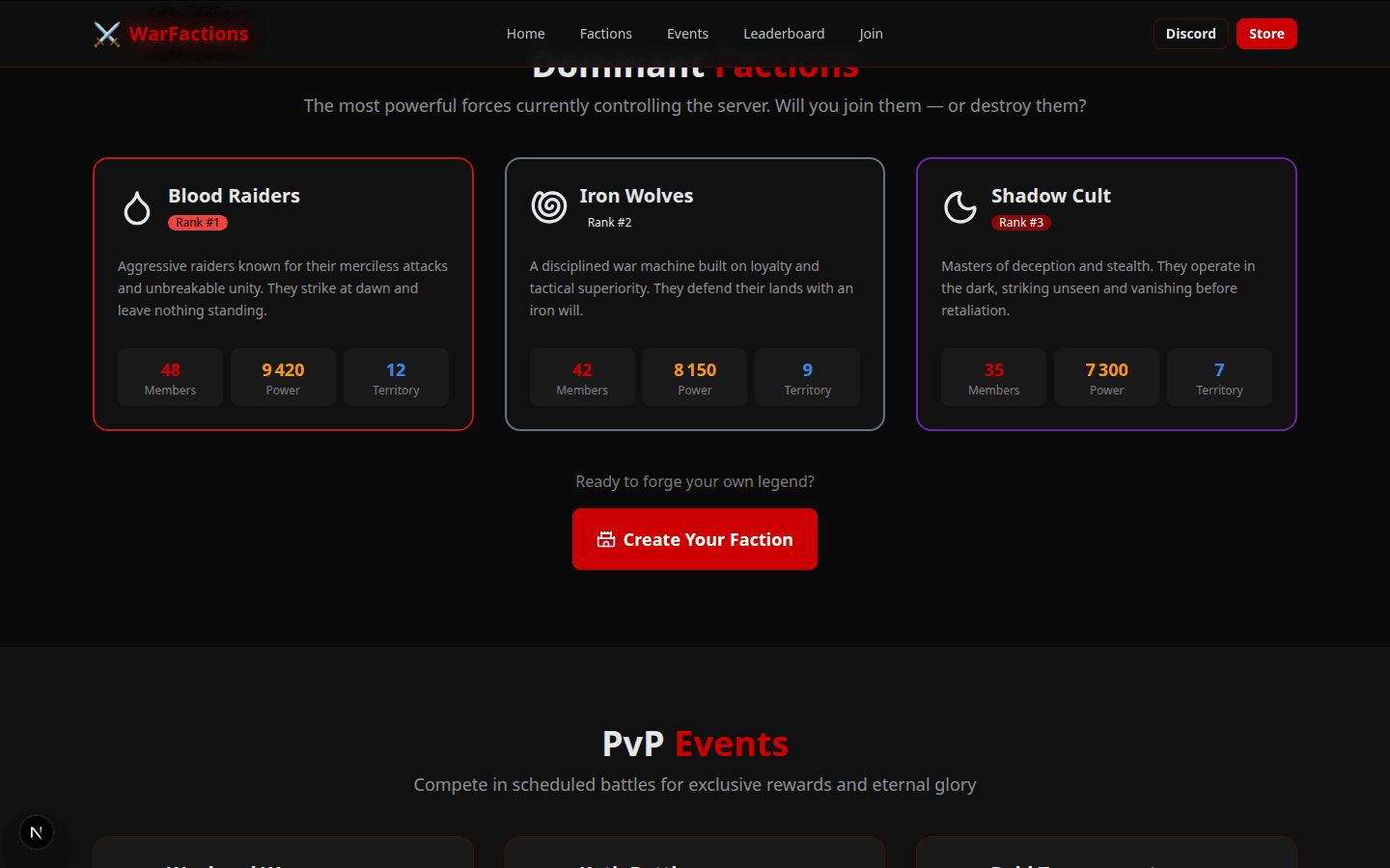 Template OnePage  Serveur Faction 3