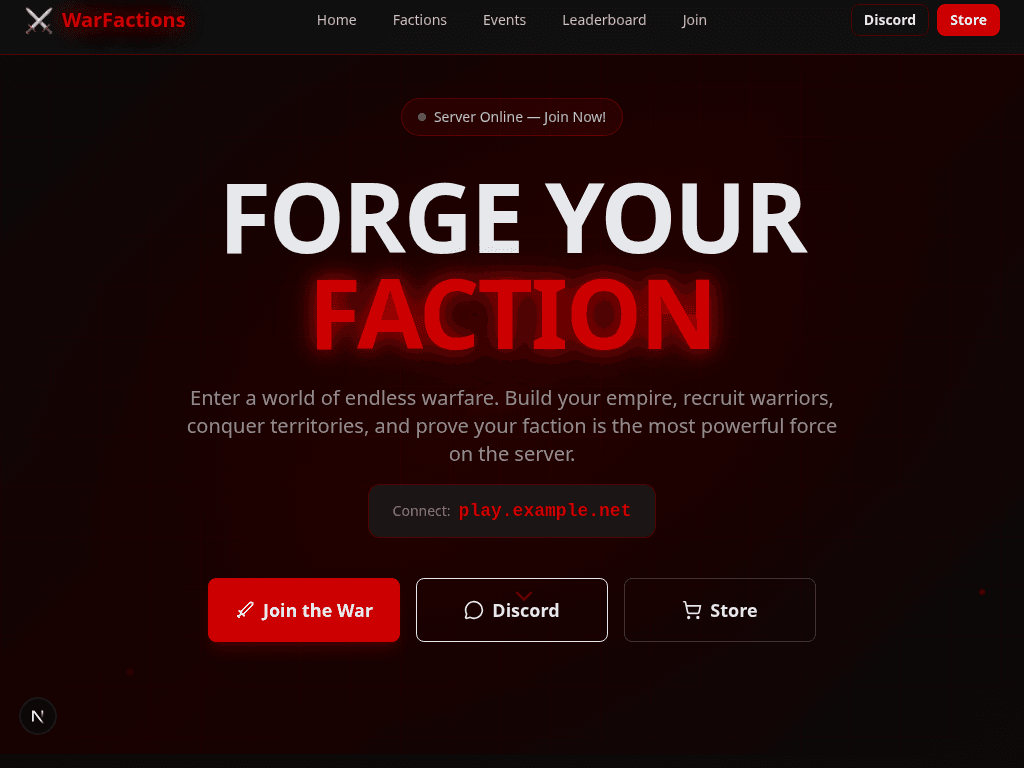 Template OnePage  Serveur Faction 4