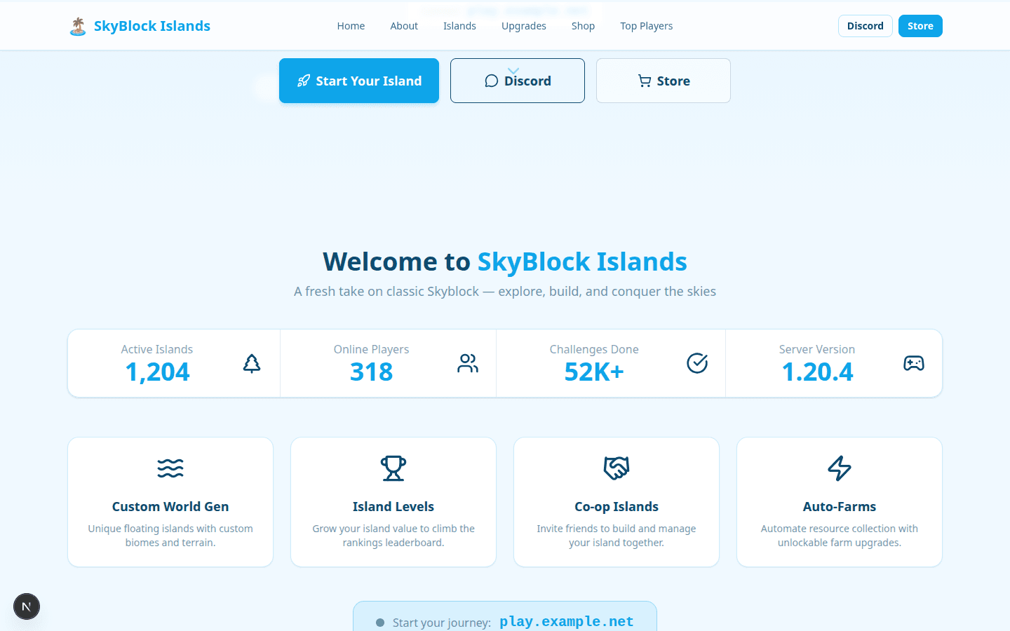 Template OnePage Serveur Skyblock 2