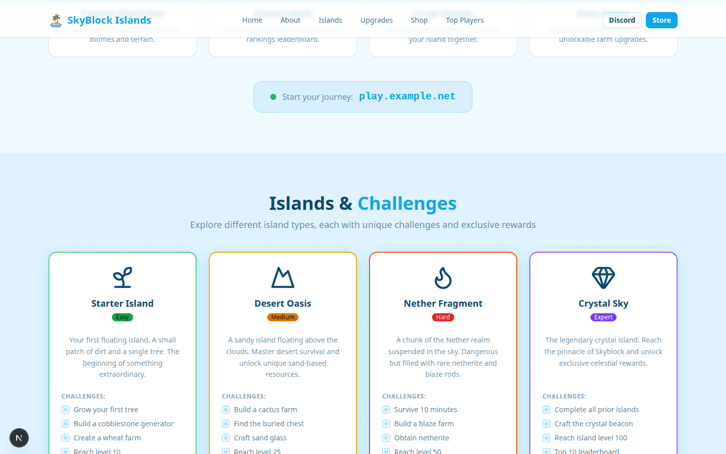 Template OnePage Serveur Skyblock 3