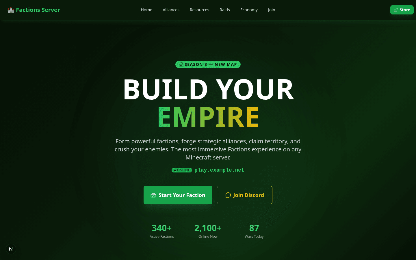 Template OnePage Serveur Faction