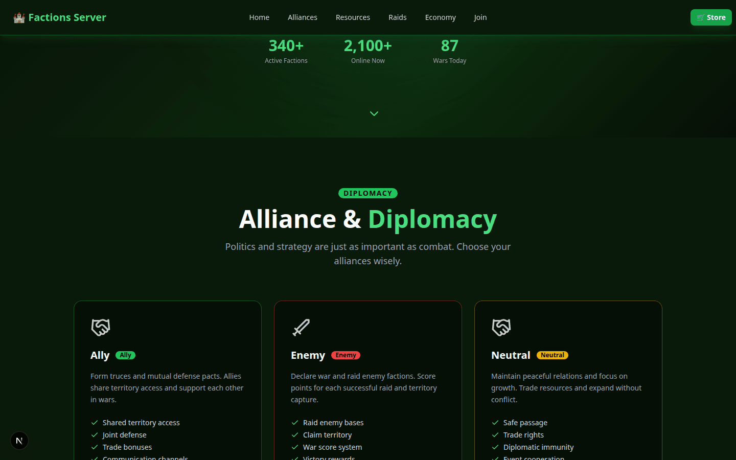 Template OnePage Serveur Faction 2