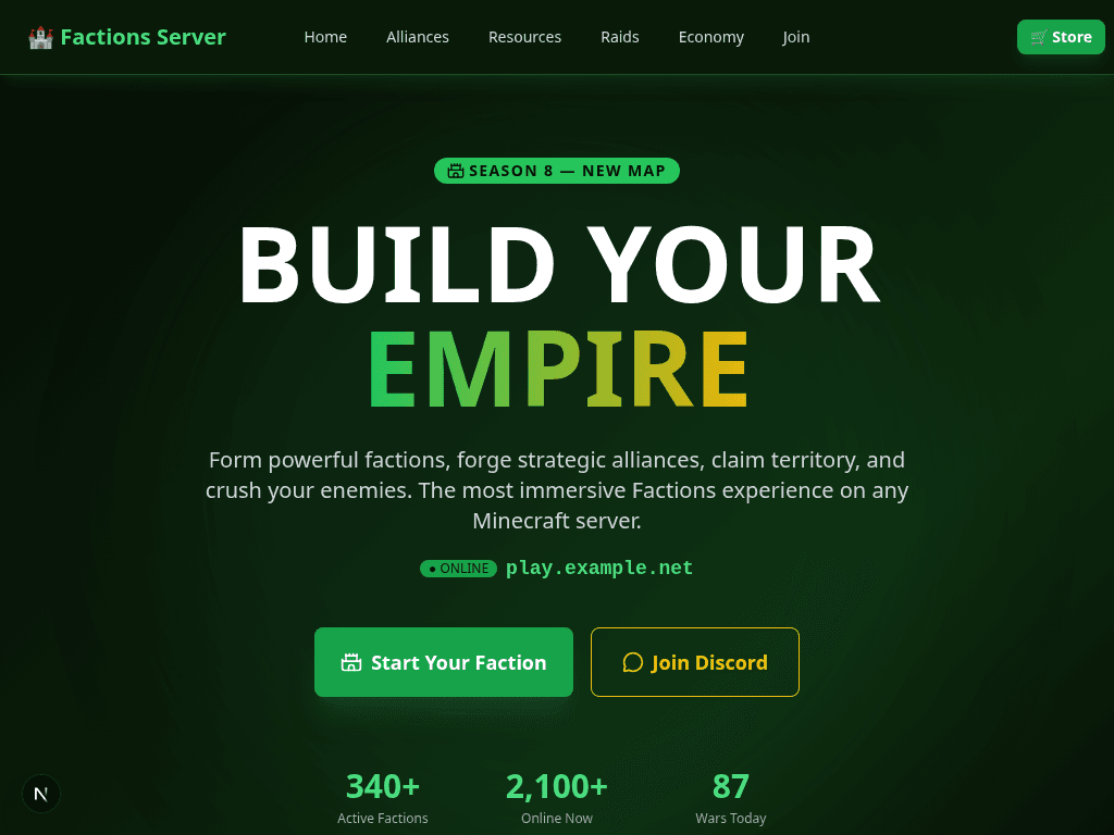 Template OnePage Serveur Faction 4