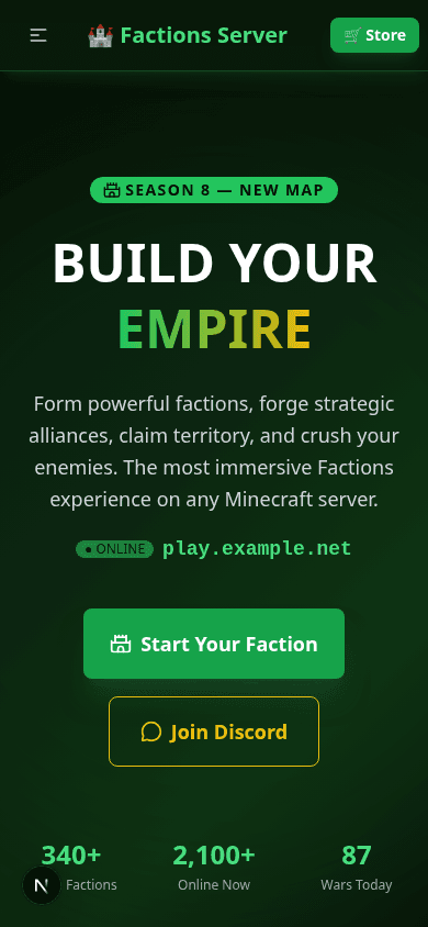 Template OnePage Serveur Faction 5