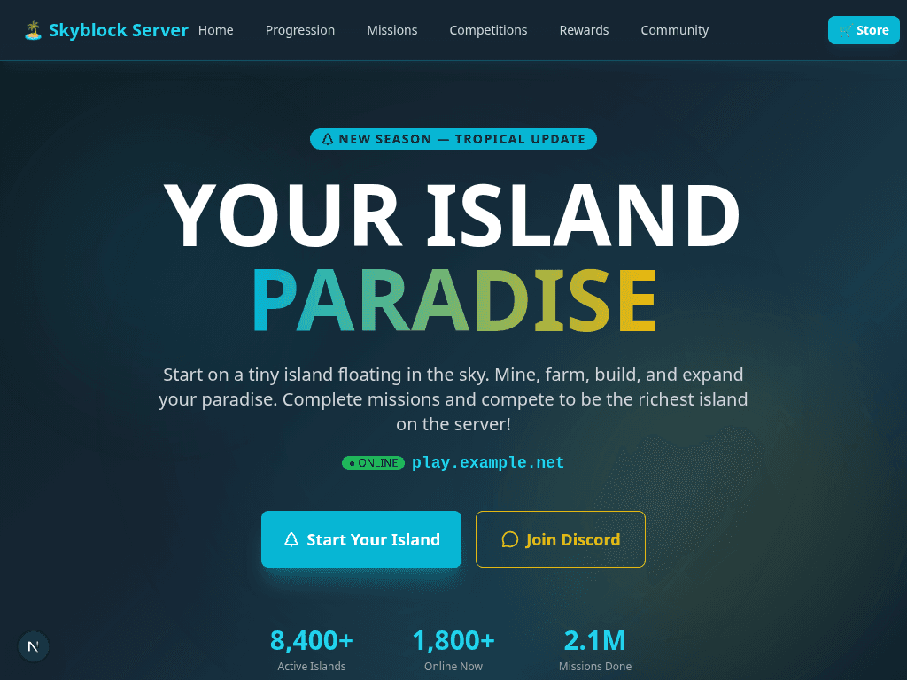 Template OnePage Serveur Skyblock 4