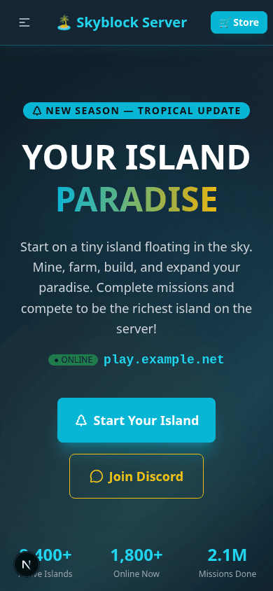 Template OnePage Serveur Skyblock 5