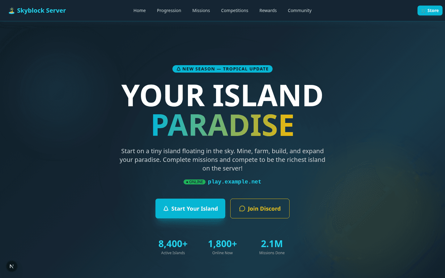 Template OnePage Serveur Skyblock