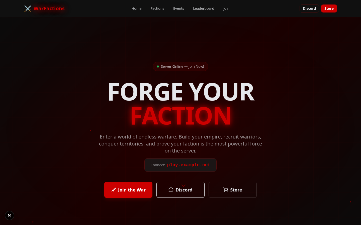 Template OnePage Serveur Faction
