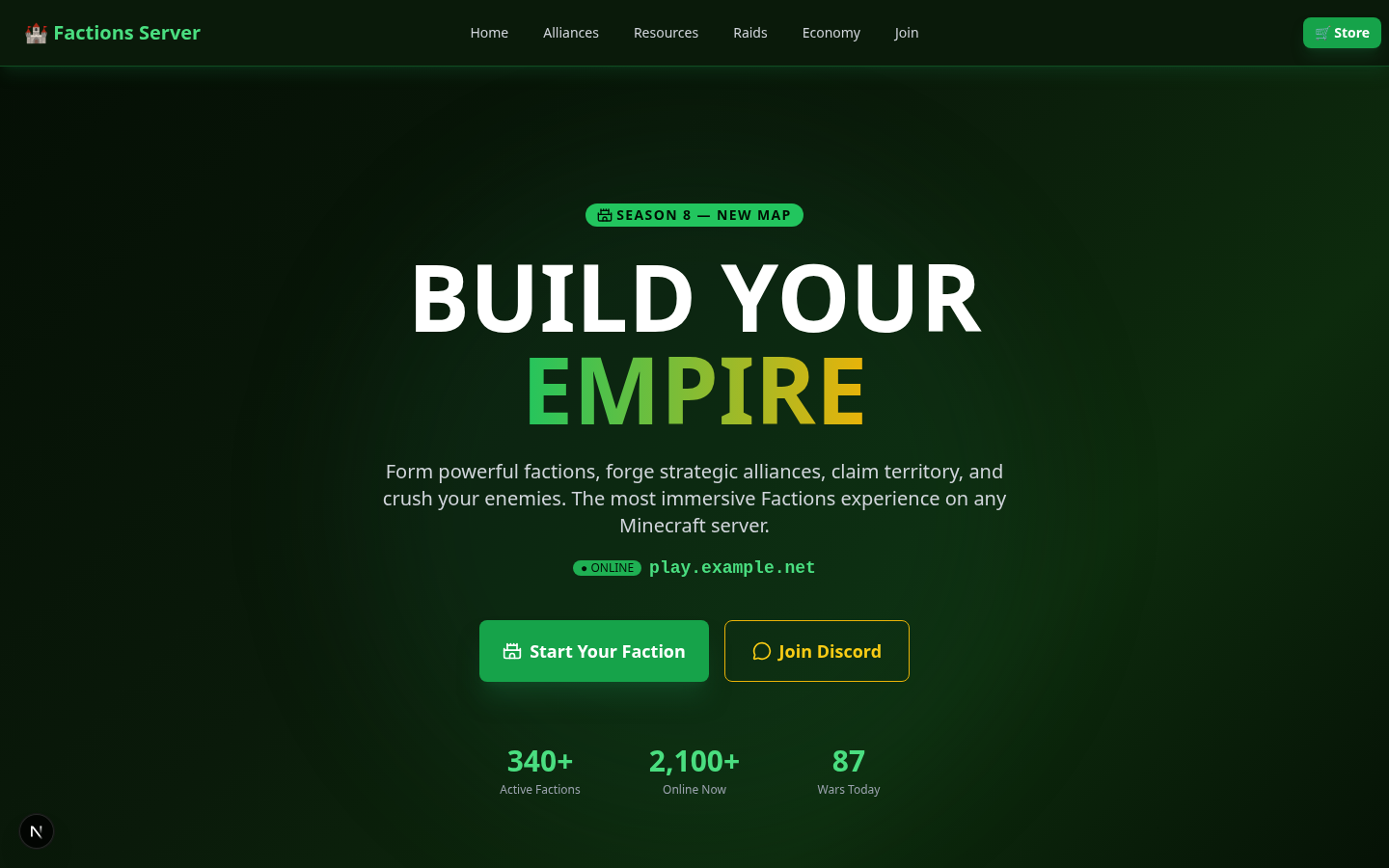 Template OnePage Serveur Faction